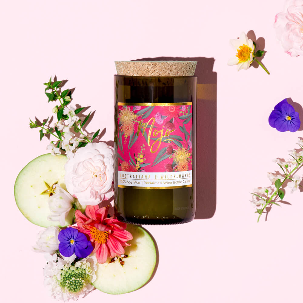 Wild Flowers - Wine bottle candle