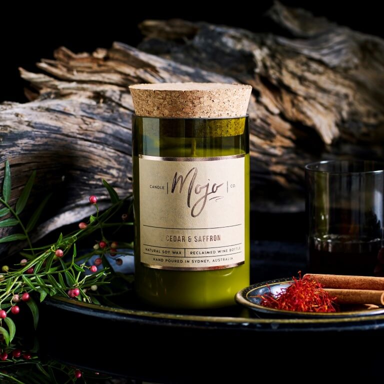 Cedar & Saffron - Wine bottle candle