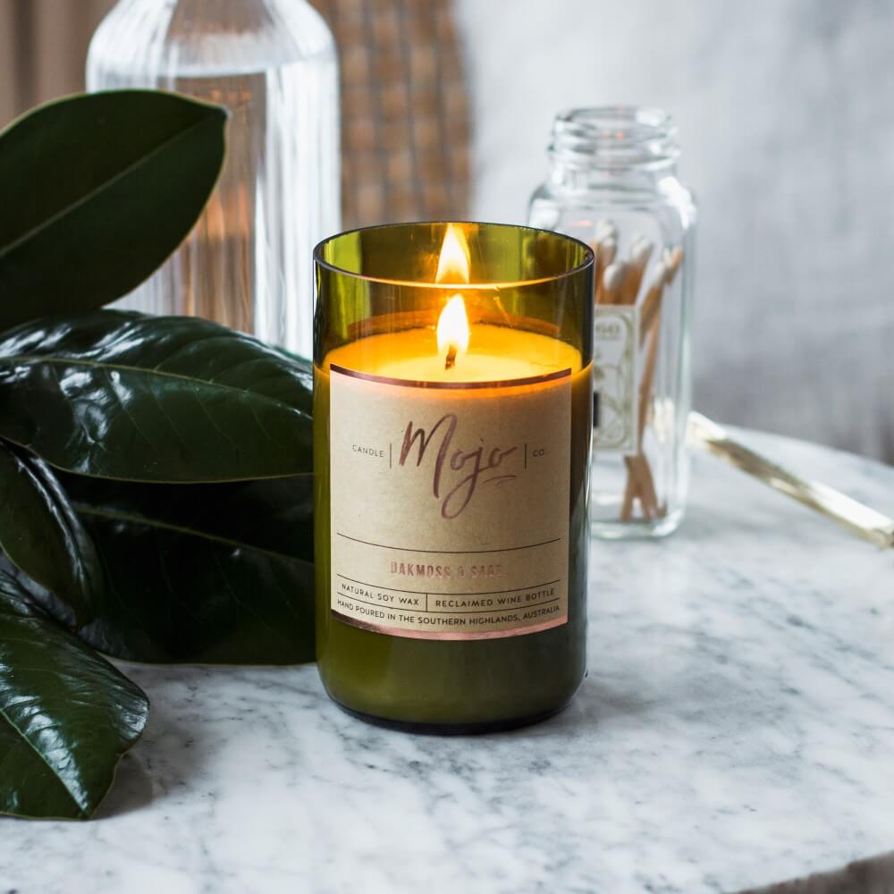 Wild Basil & Cucumber - Wine bottle candle